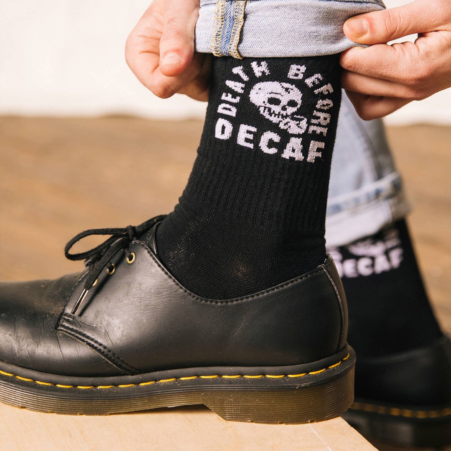 Death Before Decaf Crew Socks