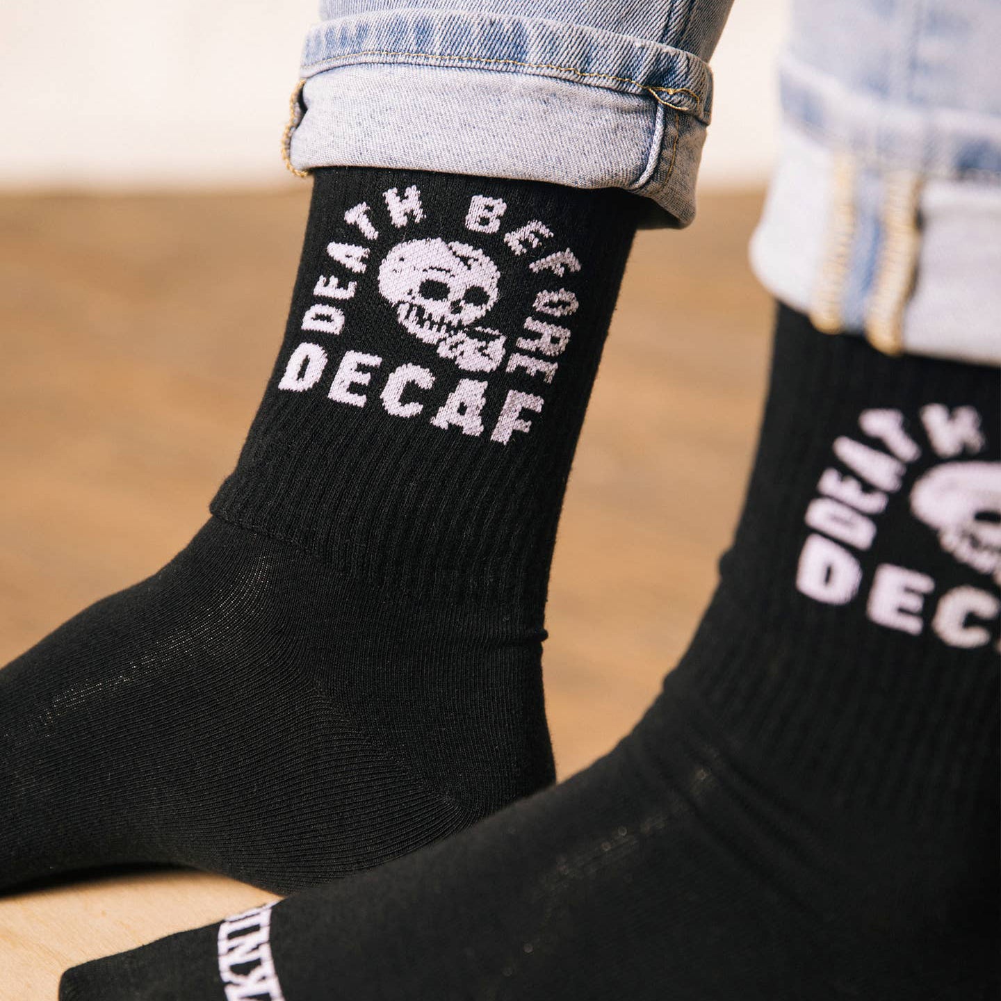 Death Before Decaf Crew Socks