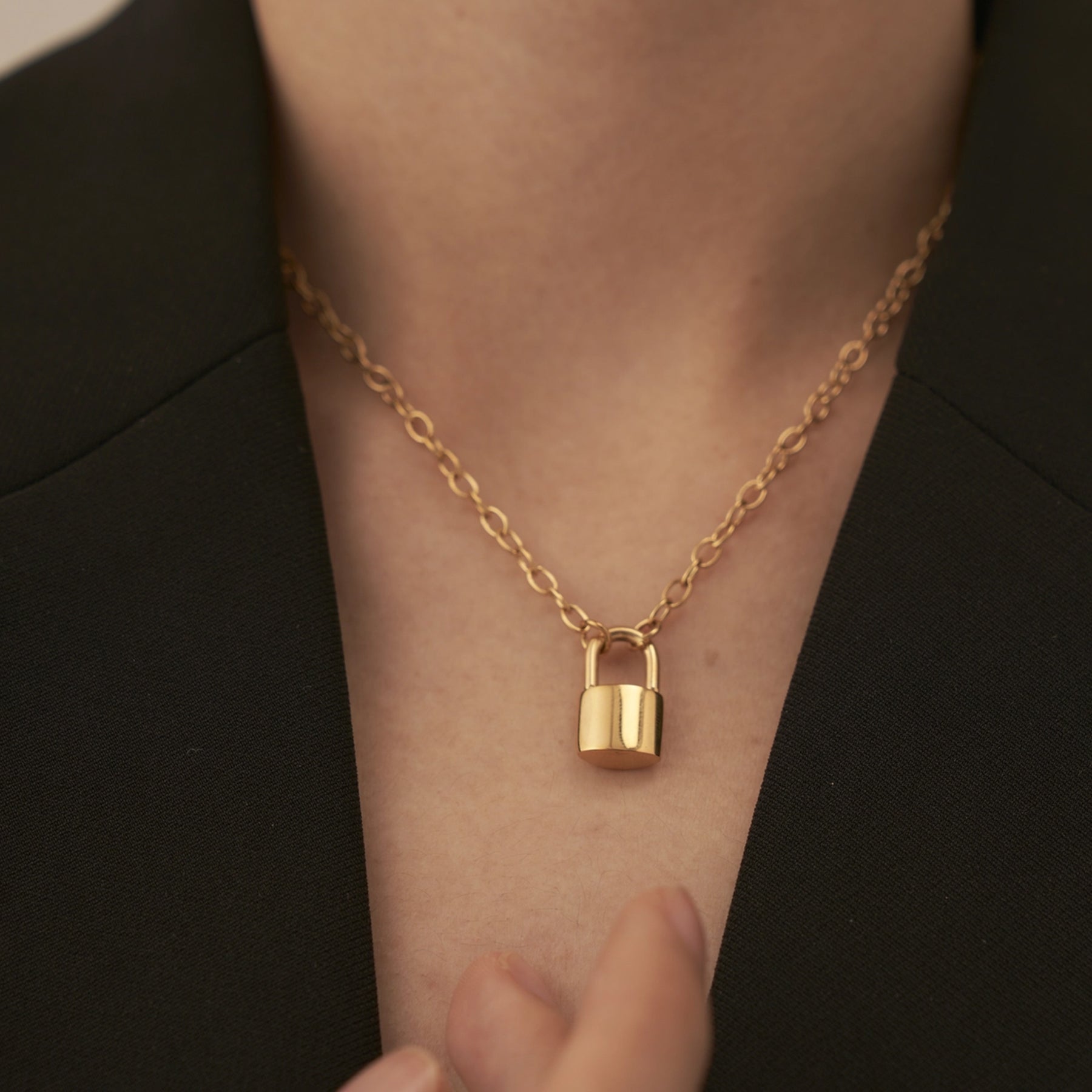 Gold Lock Necklace