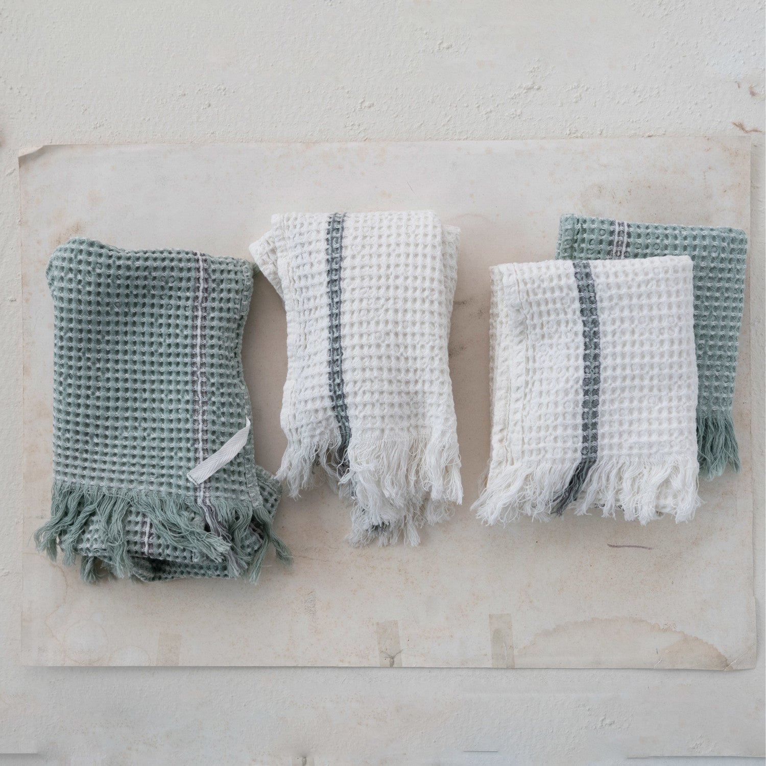 Sage + White Tea Towel Set