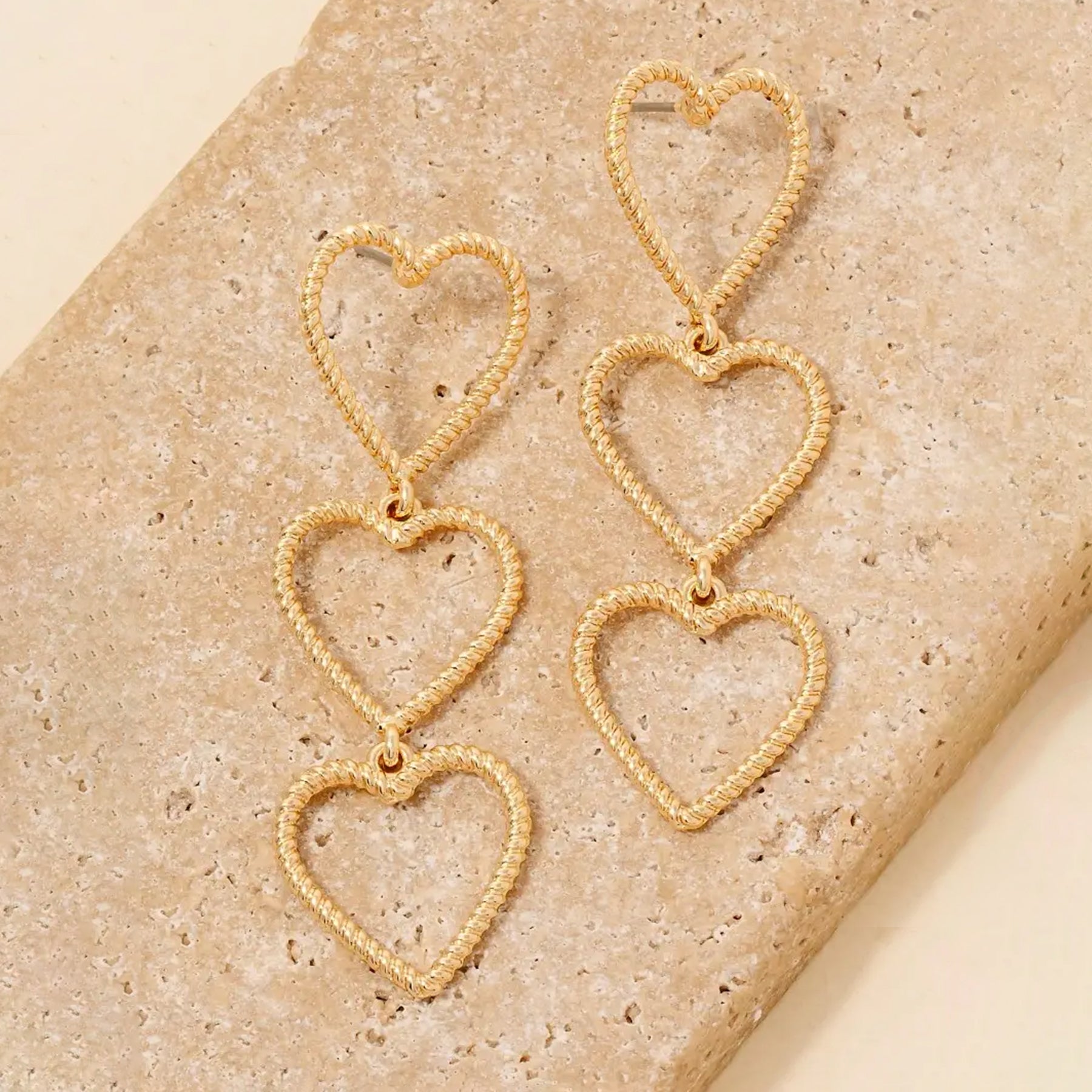 Triple Heart Earrings